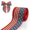 4th of July Patriotic Wired Ribbon – 2.5" x 10 Yards Red & Blue Burlap Ribbon, American Flag & Star Pattern for Crafts, Wreaths, Gift Wrapping, Memorial Day & Independence Day Decorations